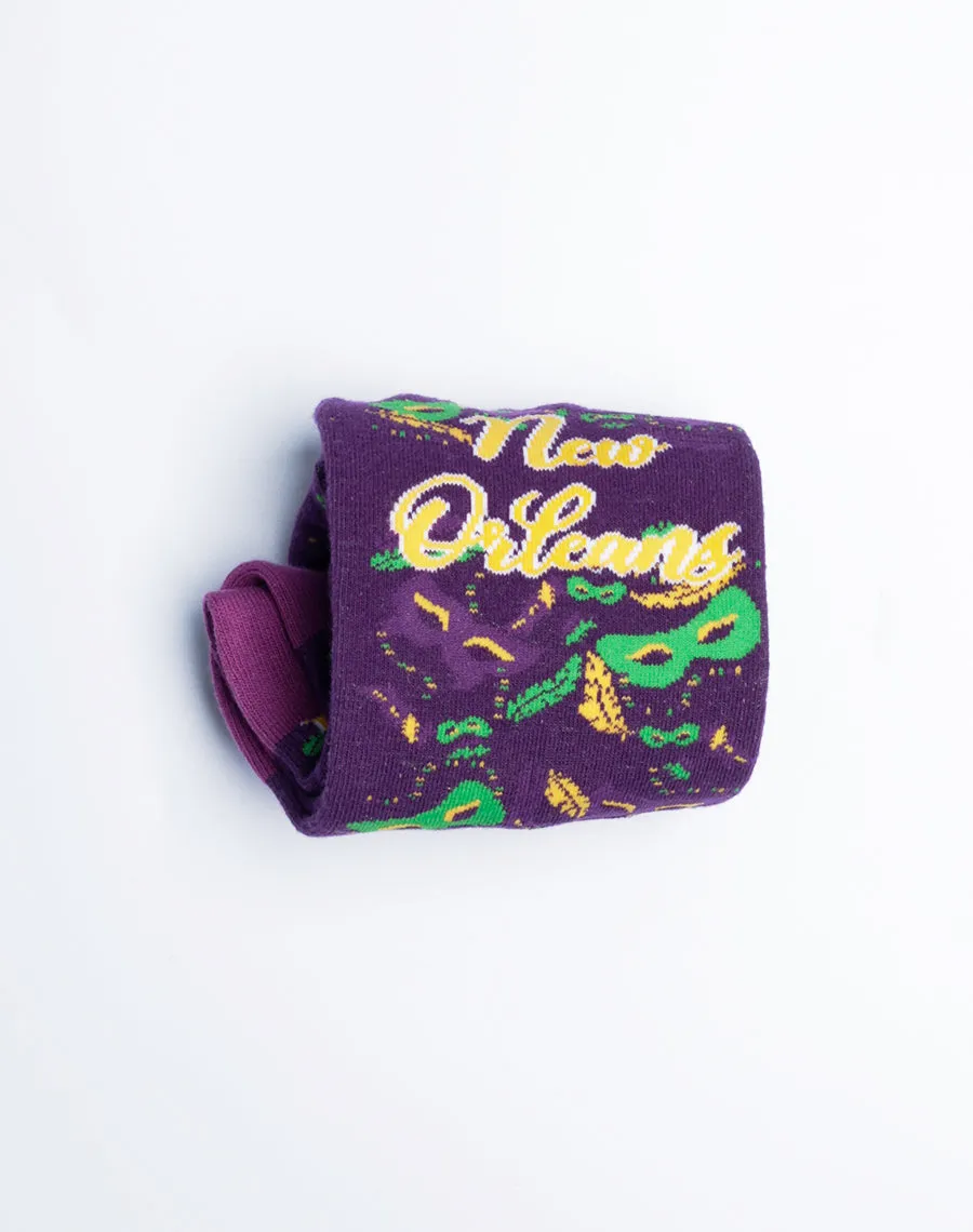 Women's New Orleans Mardi Gras Masquerade Crew Socks