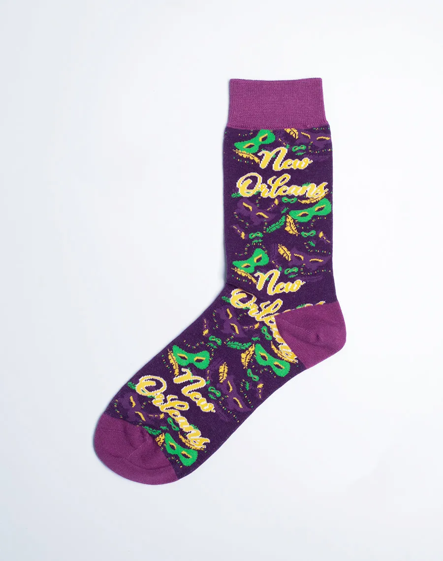 Women's New Orleans Mardi Gras Masquerade Crew Socks