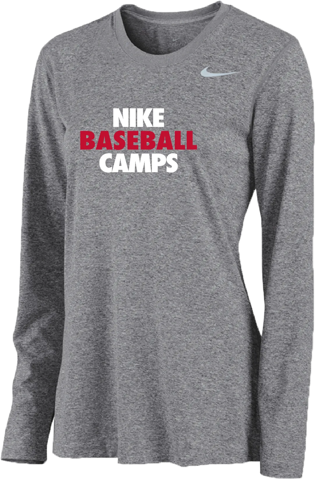Womens Nike Baseball Camps Long Sleeve Dri-Fit Tee - Carbon Heather