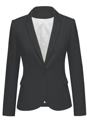 Womens Notched Lapel Pockets Button Work Office Blazer Jacket Suit
