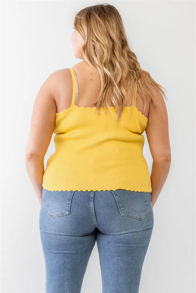 Women's Plus Ribbed Ruffle Tank Top