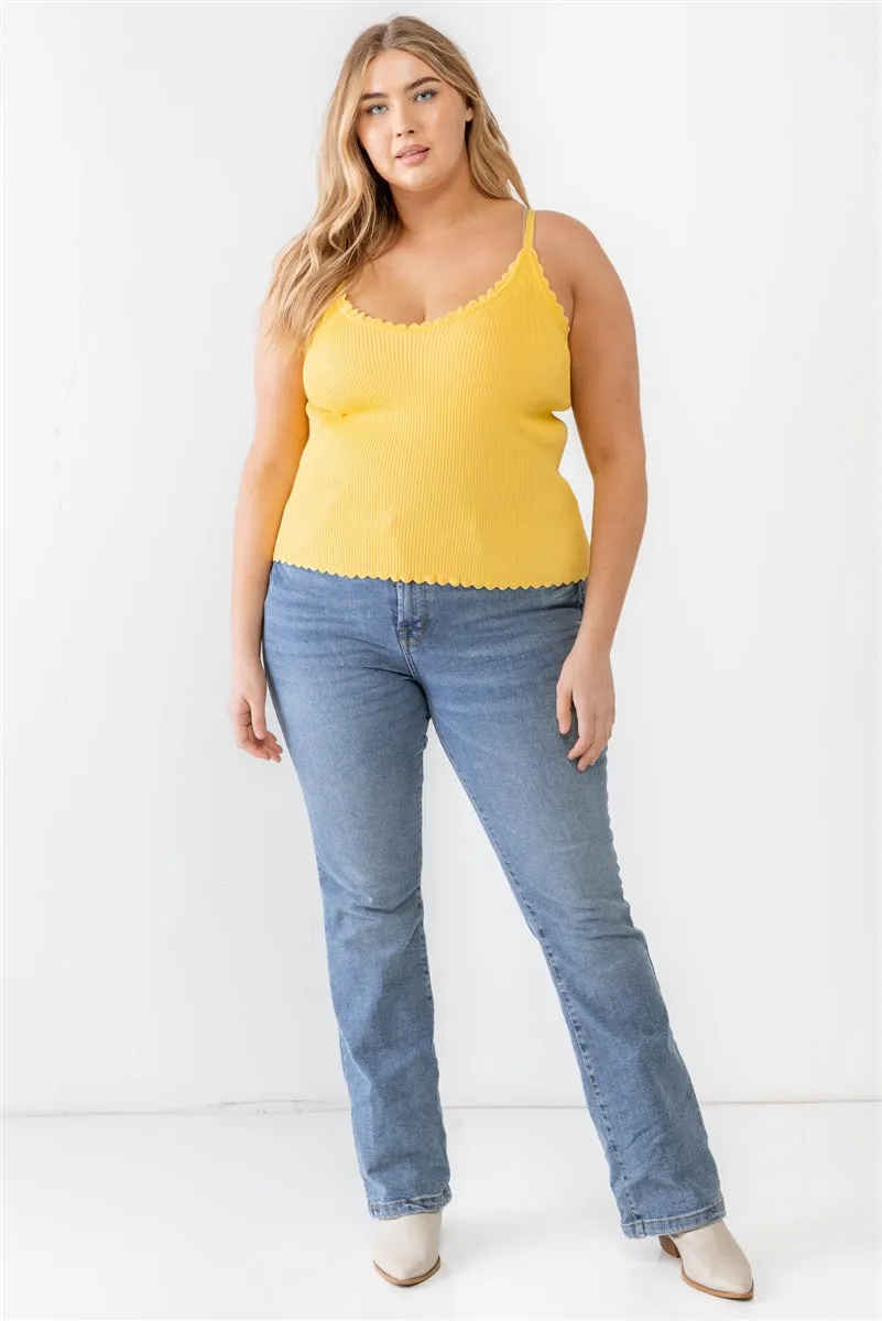 Women's Plus Ribbed Ruffle Tank Top