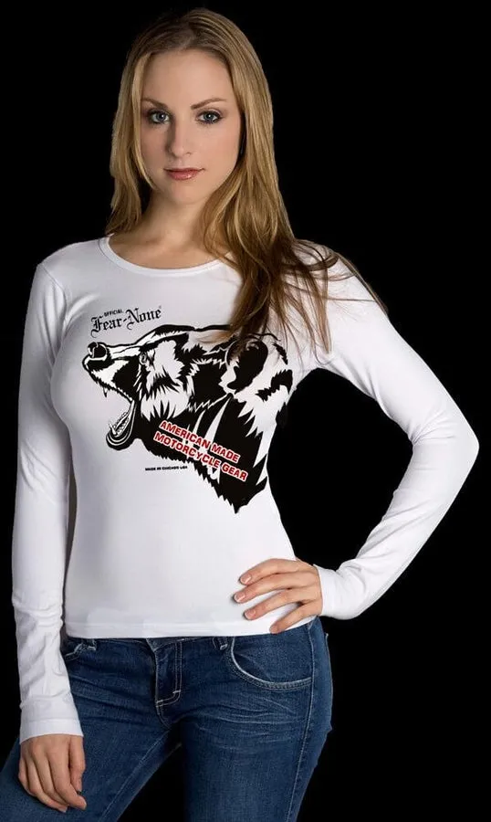 Womens White Mama Bear Rider (Long Sleeve)