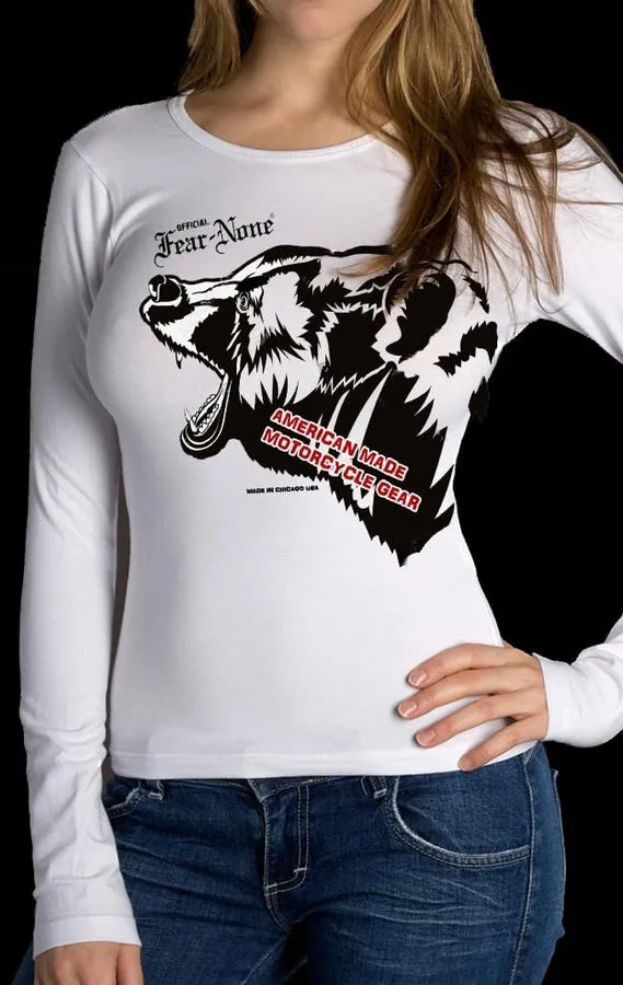 Womens White Mama Bear Rider (Long Sleeve)
