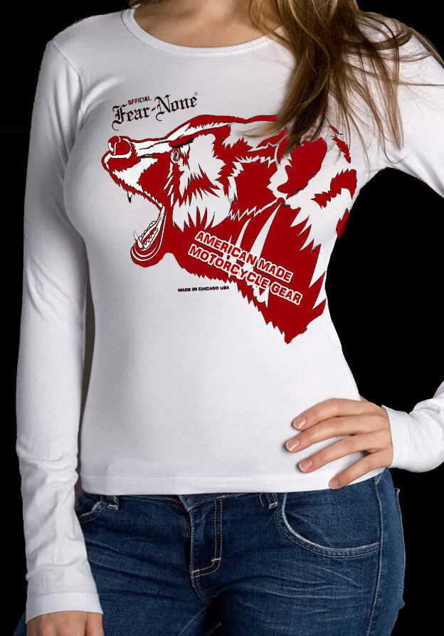 Womens White Mama Bear Rider (Long Sleeve)