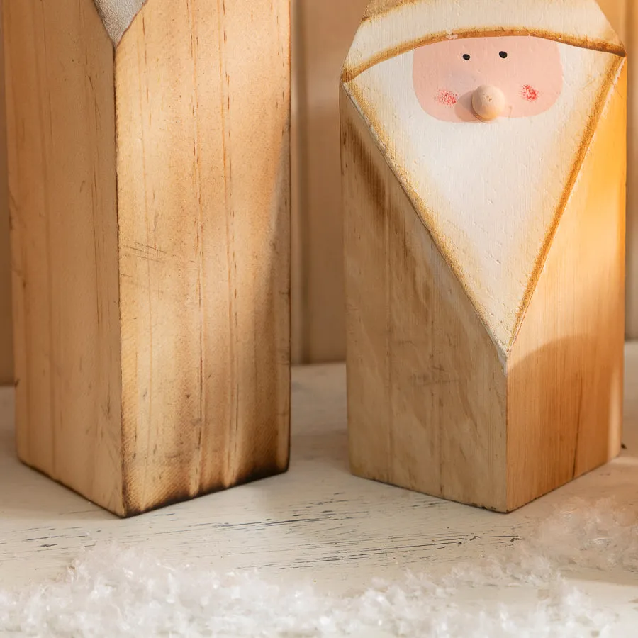 Wooden Gold Santa Figurine - Festive Christmas Decor