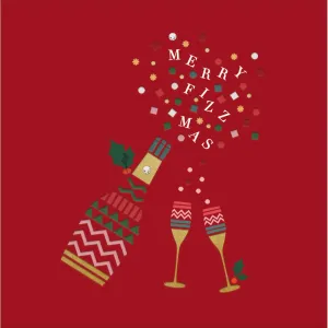 Woodmansterne Merry Fizzmas Champagne Bottle Christmas Card - 609763