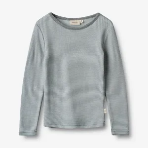 Wool T-Shirt L/S Alfie - cloudy sky stripe