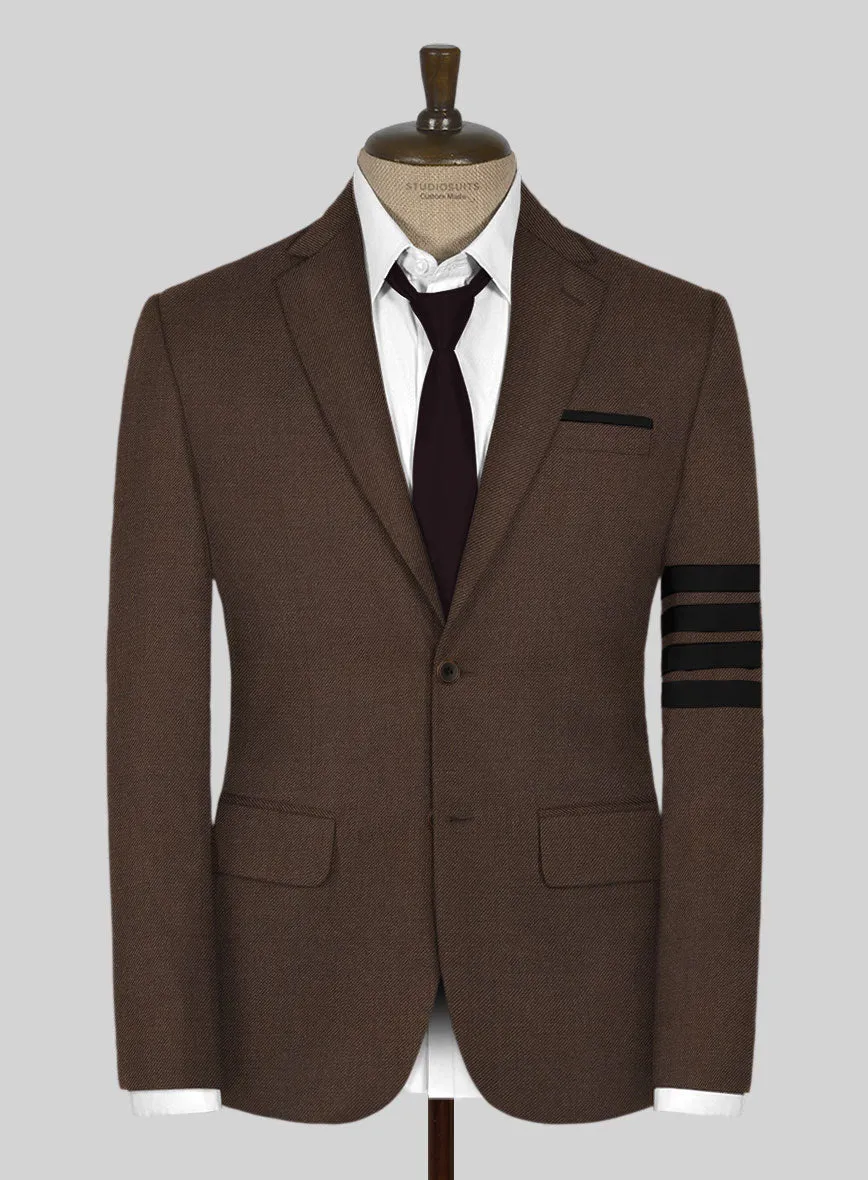 Worsted Brown Wool Black Bar Jacket
