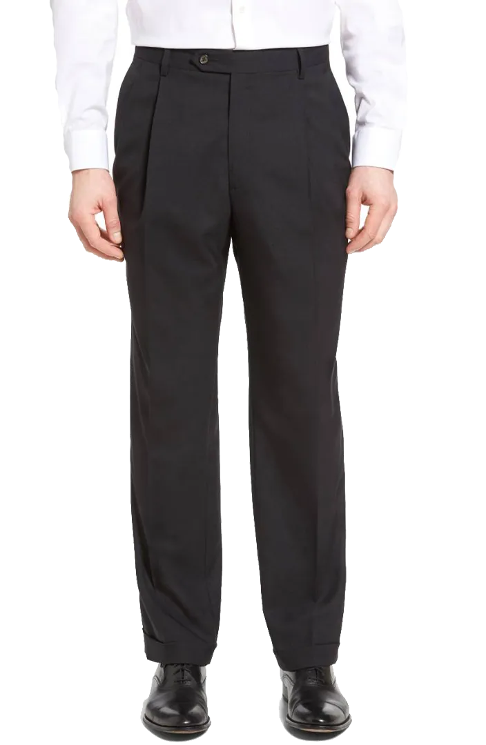 Worsted Wool Plain Weave, Self Sizer Pleated<br>Big & Tall<br>Long Rise