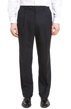Worsted Wool Plain Weave, Self Sizer Pleated<br>Big & Tall<br>Long Rise
