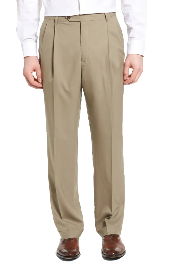 Worsted Wool Plain Weave, Self Sizer Pleated<br>Big & Tall<br>Long Rise