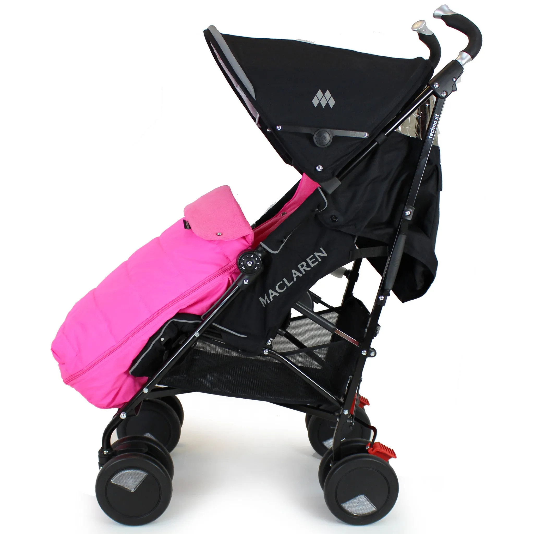 XXL Large Luxury Foot-muff And Liner For Maclaren Techno XT - Raspberry (Pink)