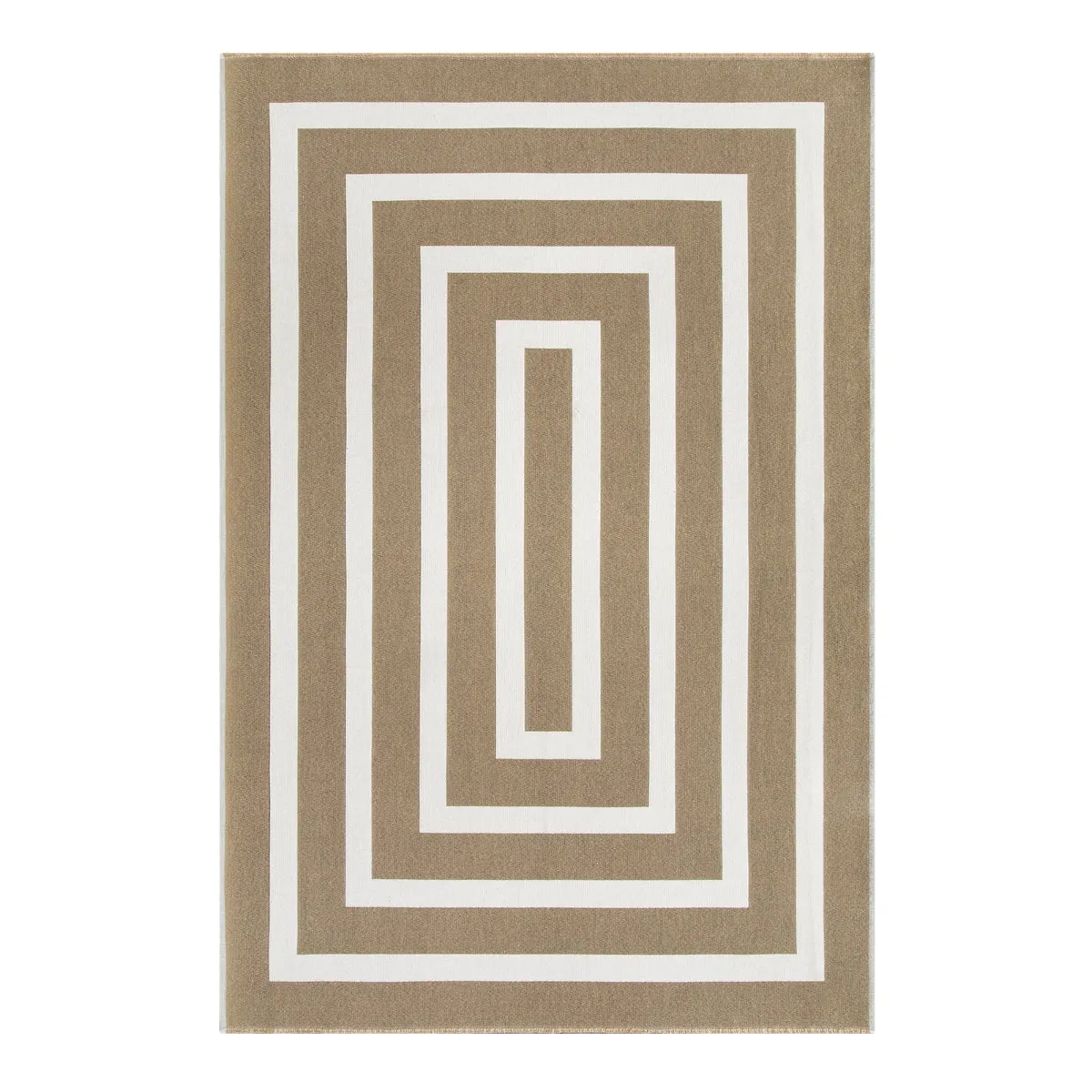 Yanis Modern Geometric Cotton Indoor Outdoor Khaki Area Rug