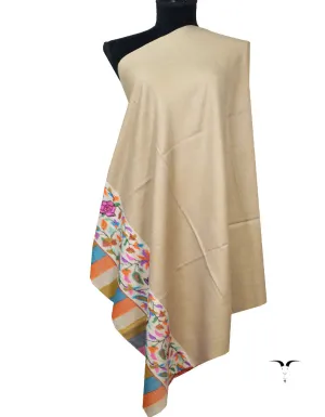 Yellow and Natural Brown Reversible Kani Pashmina Shawl 7327