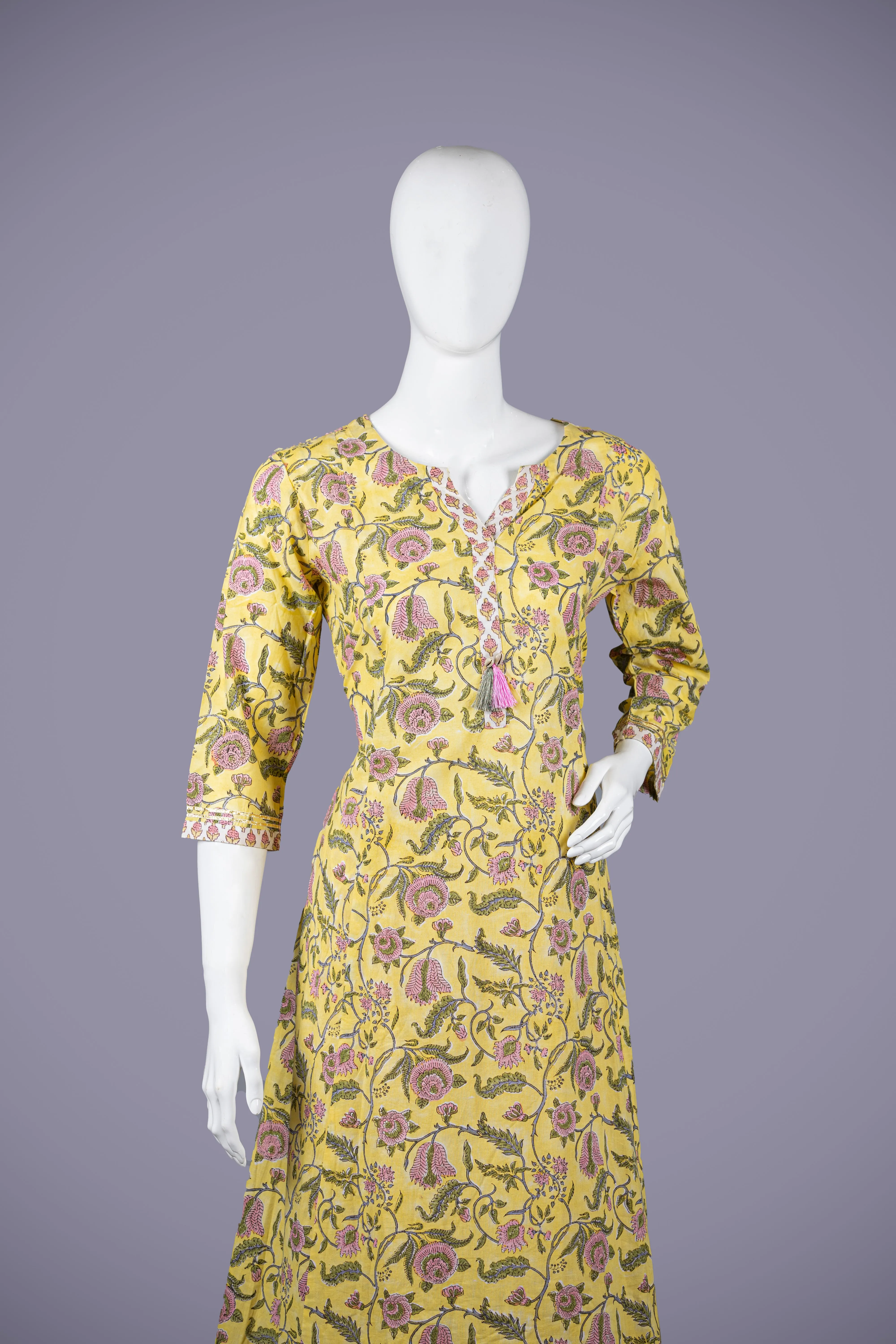 Yellow Printed Kurti Palazzo Set
