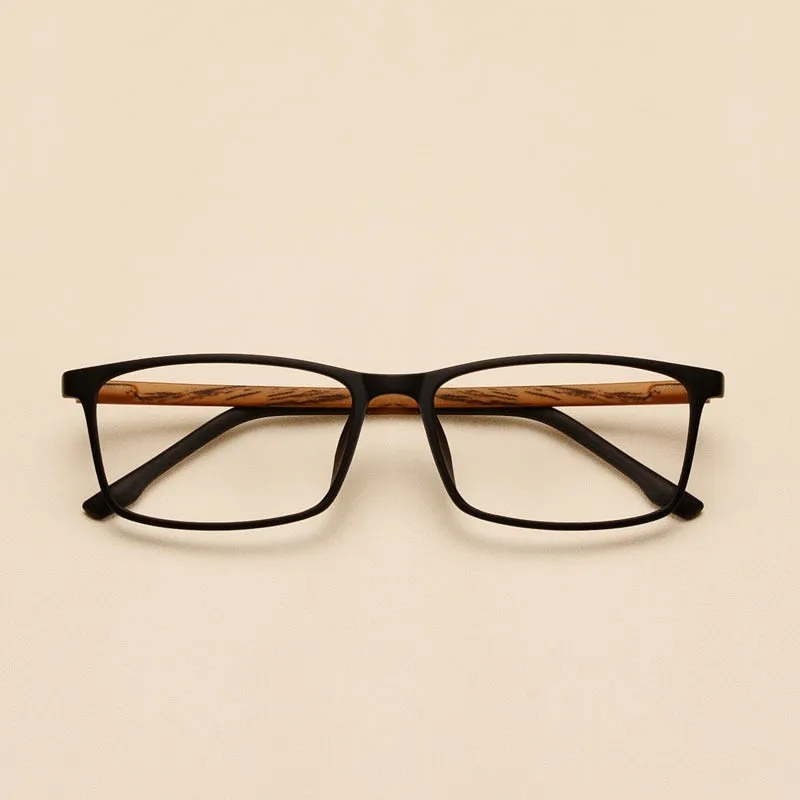 Yimaruili Unisex Full Rim Imitation Wood Grain Resin Frame Eyeglasses 98056