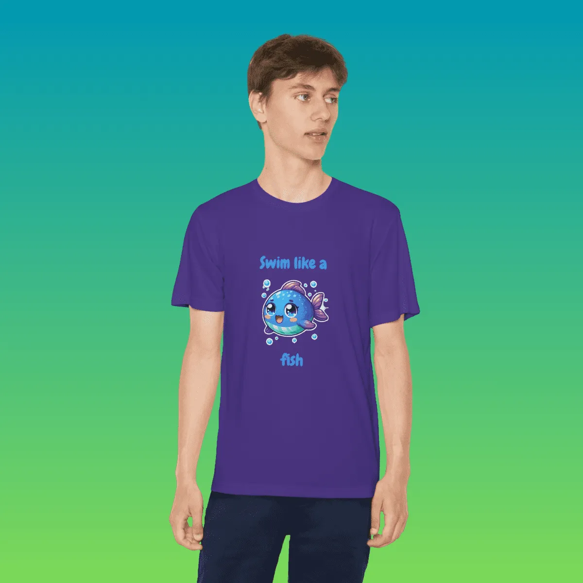 Youth Swim Like A Fish Moisture-Wicking Tee