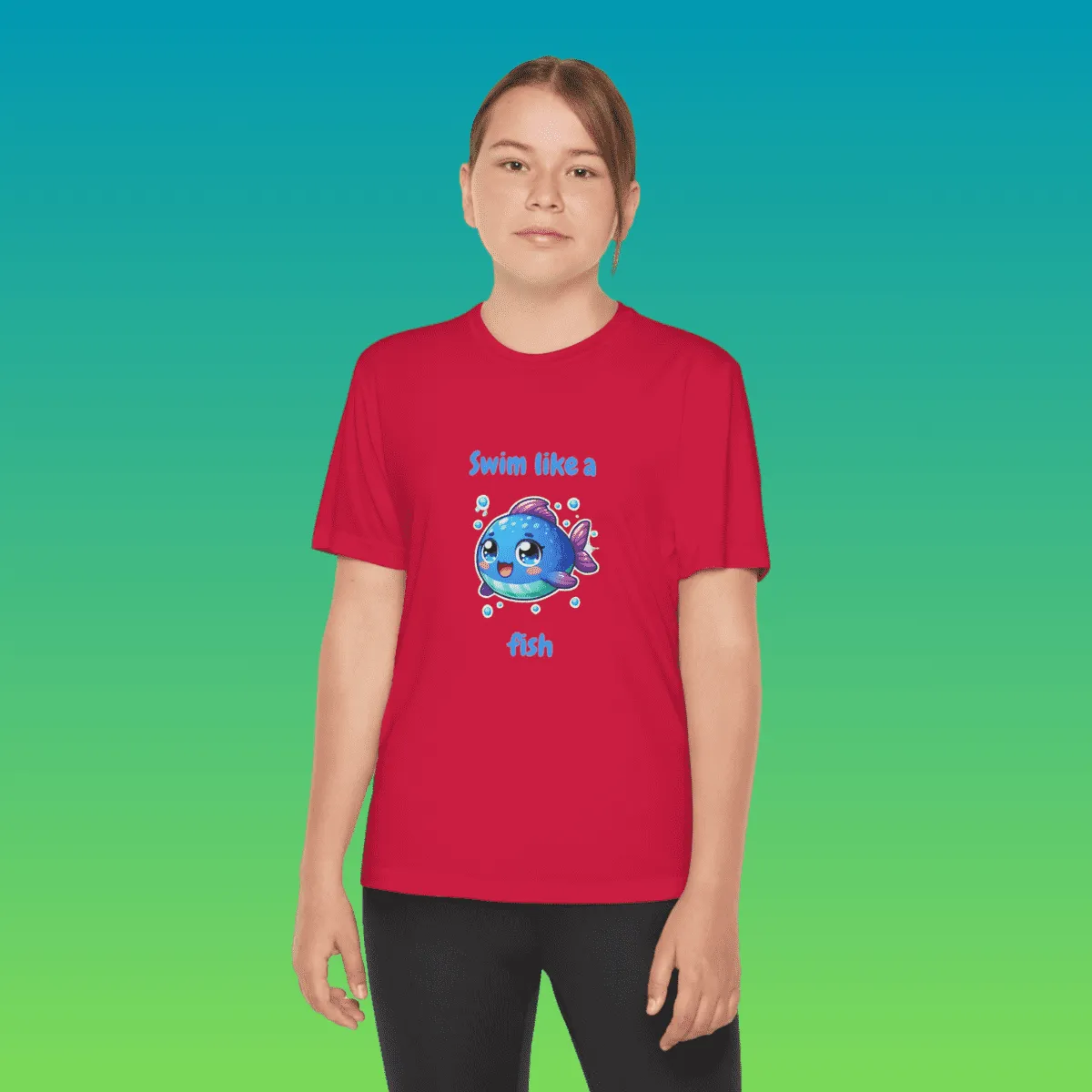 Youth Swim Like A Fish Moisture-Wicking Tee