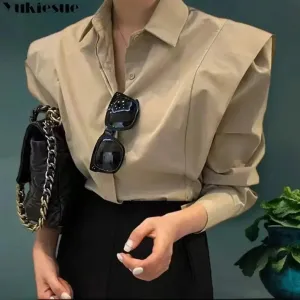 YUKIESUE Women's Long-Sleeve Loose Blouse