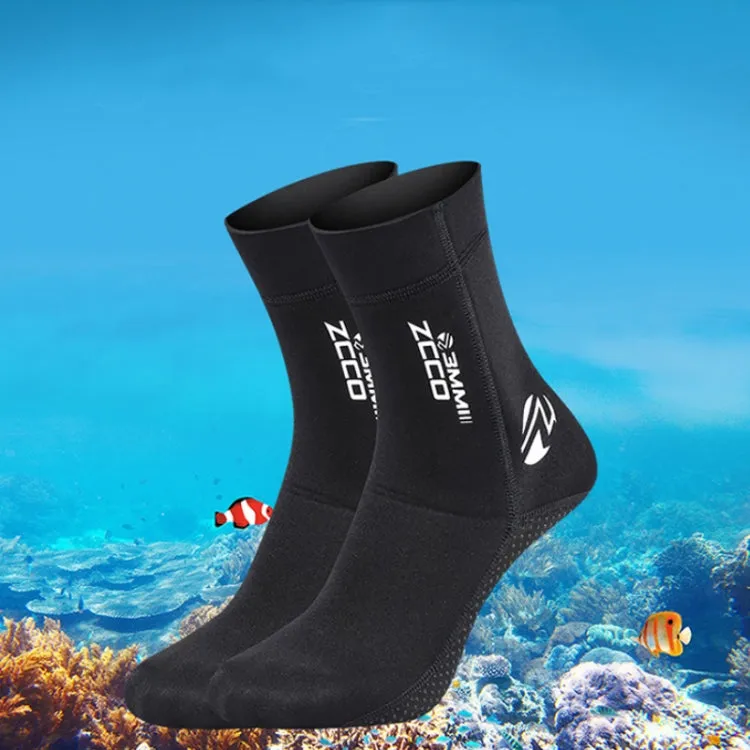 ZCCO 3mm Warm Non-Slip Diving Socks Anti-Wear Ankle Fins, Size:37-38(Black)