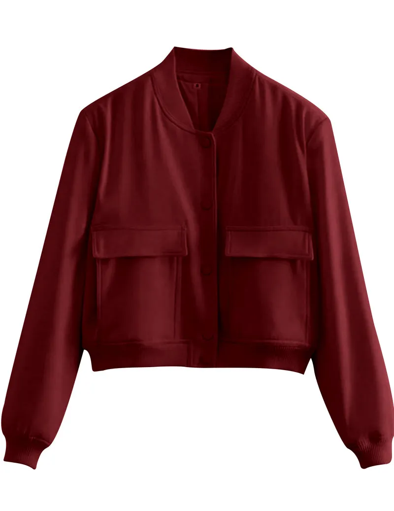 Zeagoo Women Bomber Jacket Casual Button Down Shackets