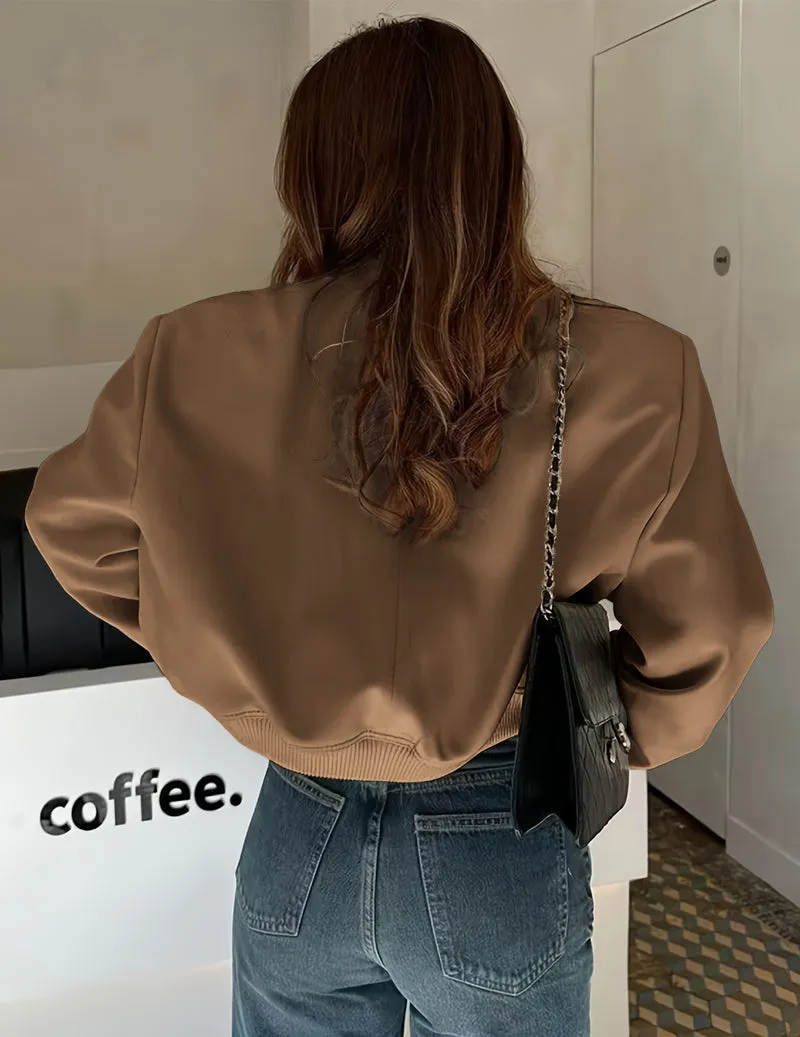 Zeagoo Women Bomber Jacket Casual Button Down Shackets