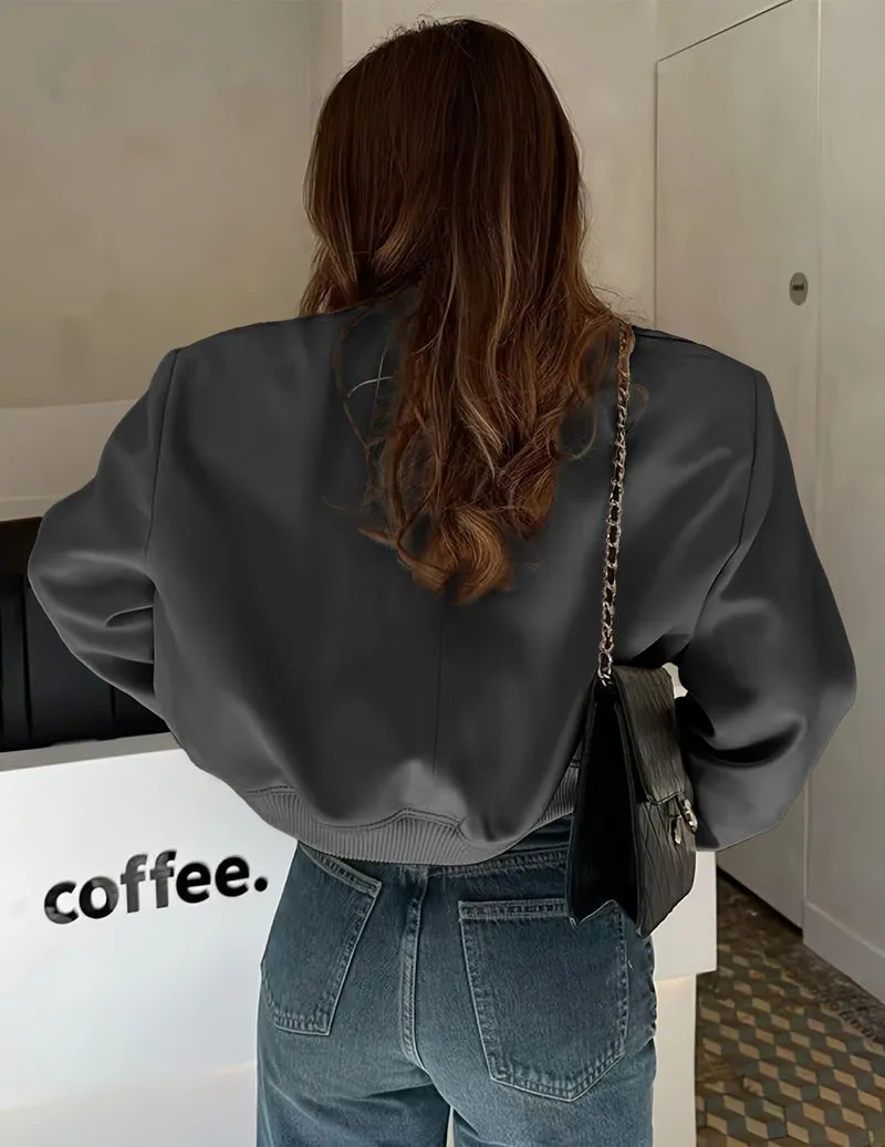 Zeagoo Women Bomber Jacket Casual Button Down Shackets