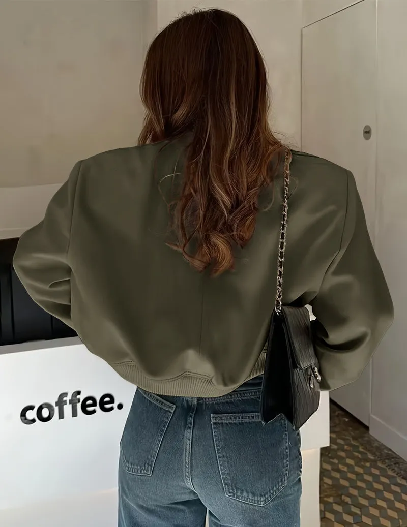 Zeagoo Women Bomber Jacket Casual Button Down Shackets