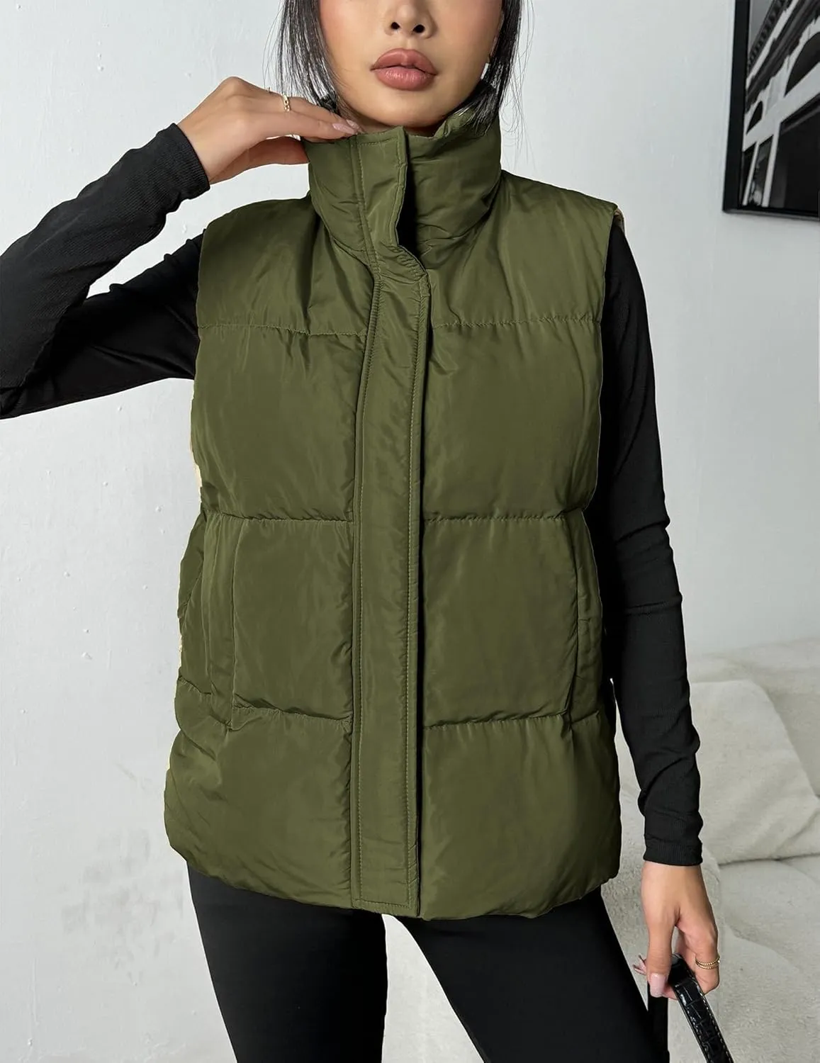 Zeagoo Women Puffer Vest Winter Warm Zip Up Padded Outerwear