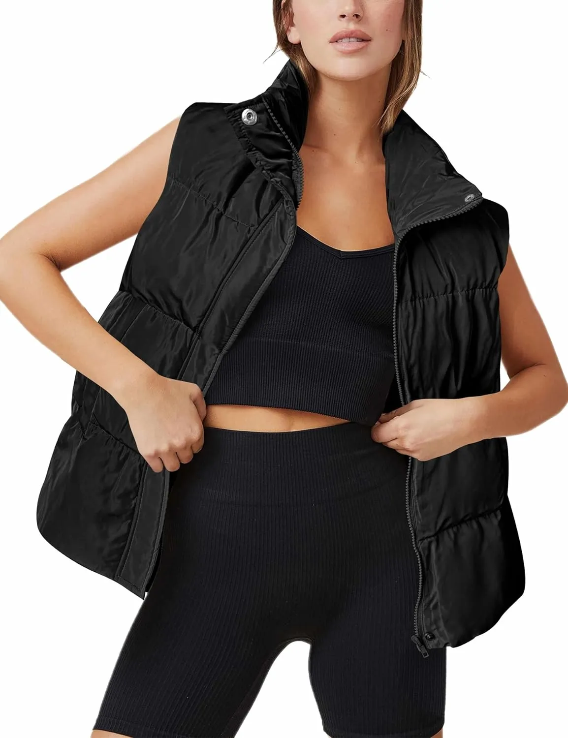 Zeagoo Women Puffer Vest Winter Warm Zip Up Padded Outerwear