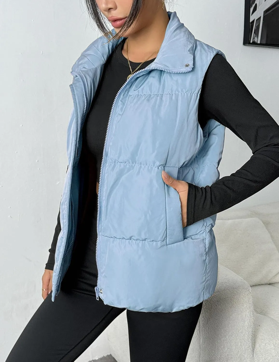 Zeagoo Women Puffer Vest Winter Warm Zip Up Padded Outerwear