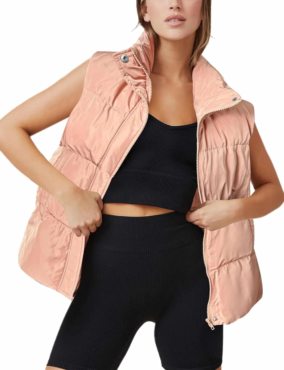 Zeagoo Women Puffer Vest Winter Warm Zip Up Padded Outerwear