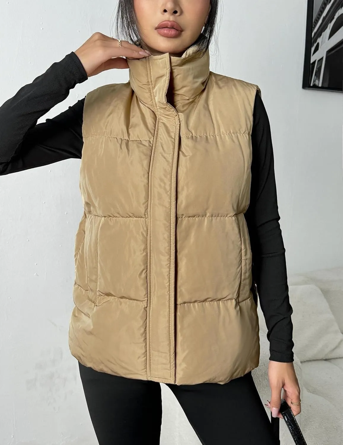 Zeagoo Women Puffer Vest Winter Warm Zip Up Padded Outerwear