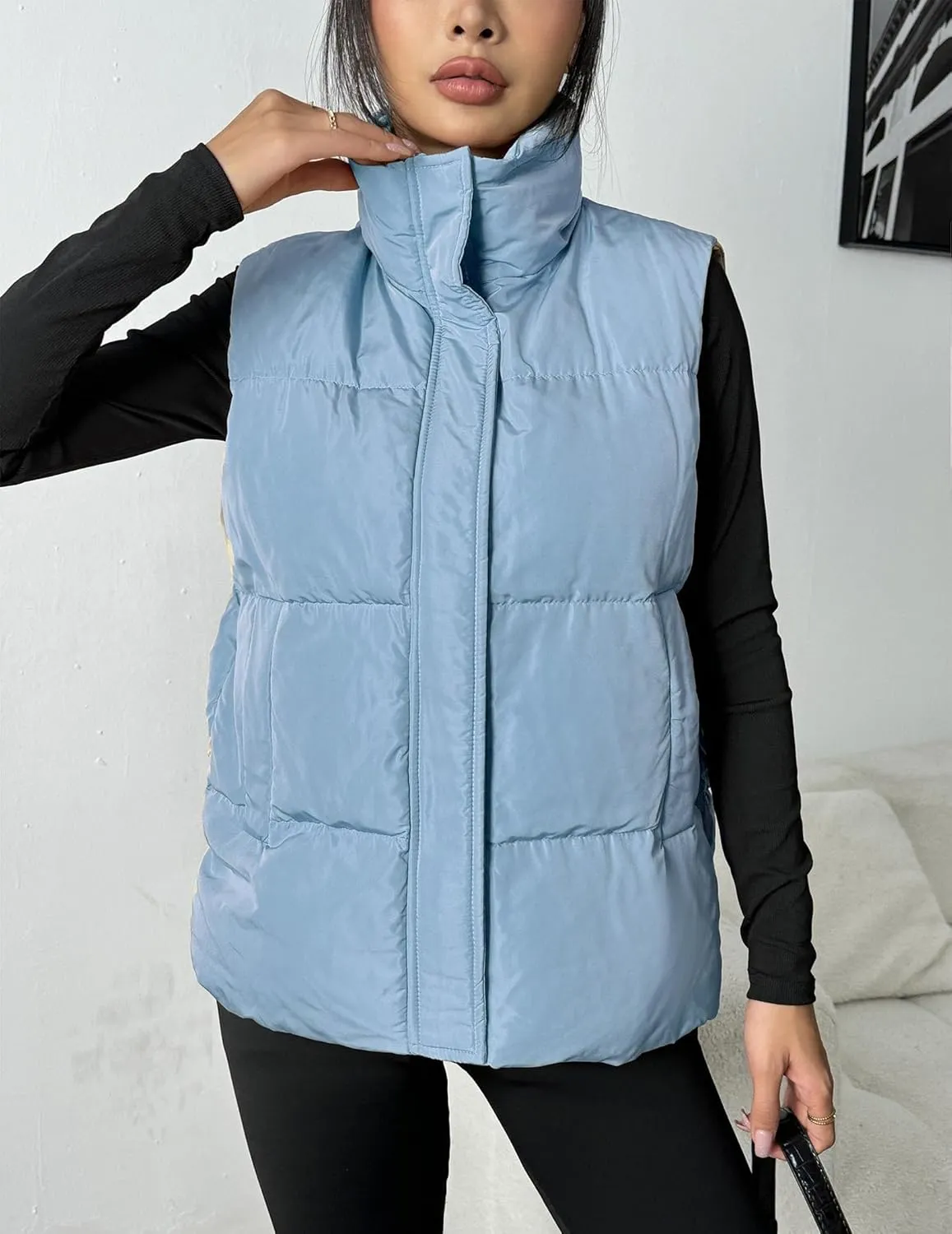 Zeagoo Women Puffer Vest Winter Warm Zip Up Padded Outerwear