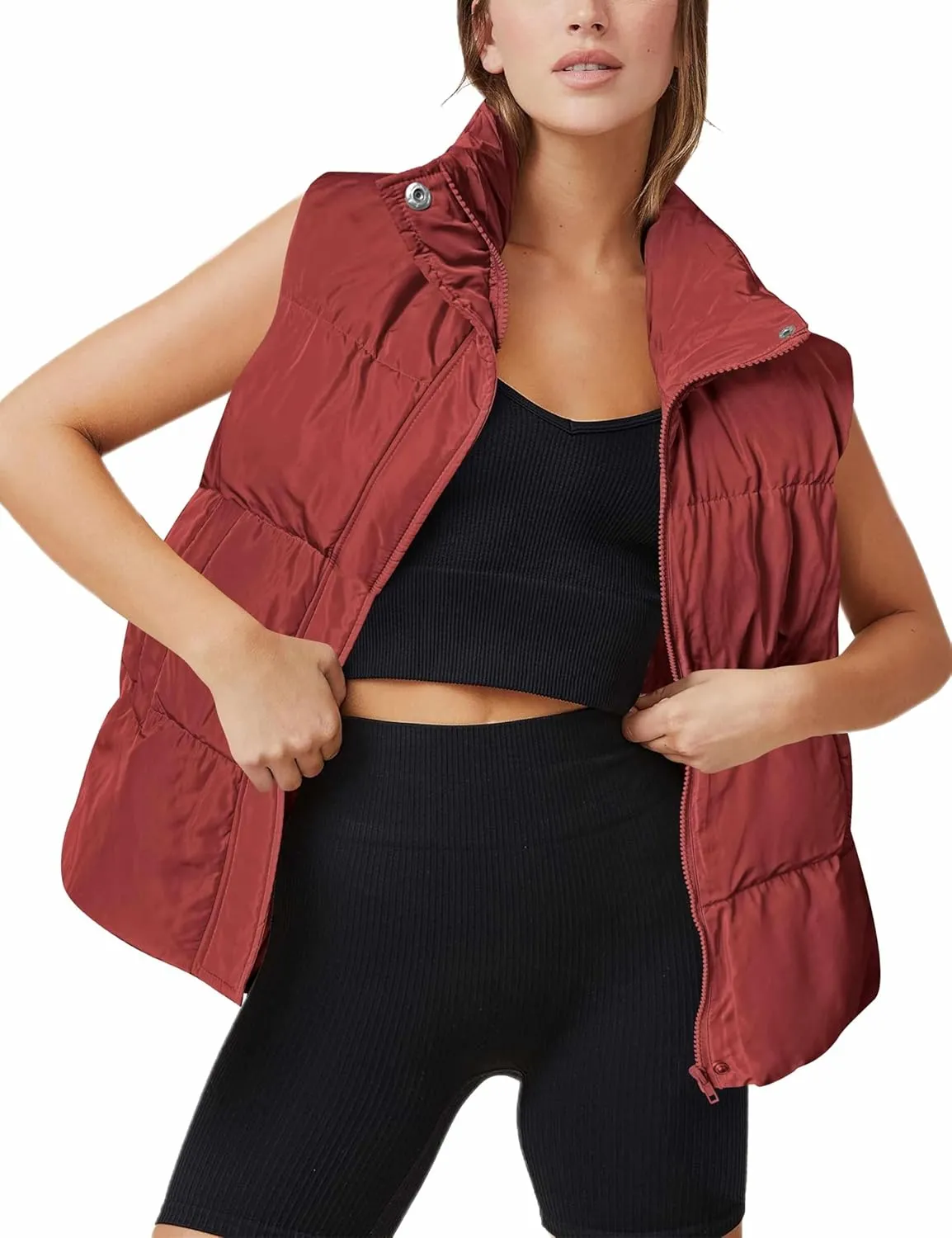 Zeagoo Women Puffer Vest Winter Warm Zip Up Padded Outerwear