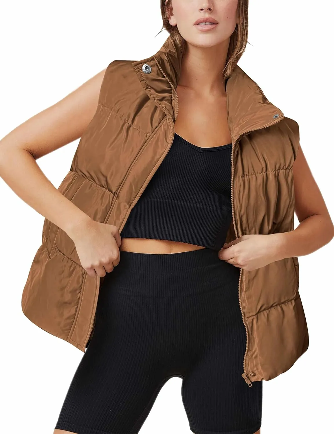 Zeagoo Women Puffer Vest Winter Warm Zip Up Padded Outerwear