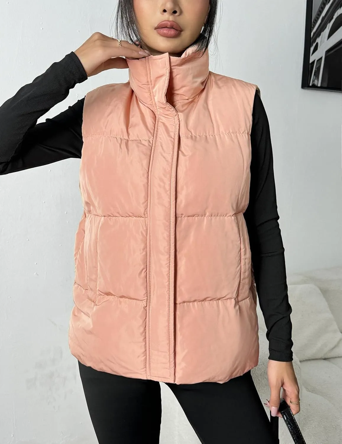 Zeagoo Women Puffer Vest Winter Warm Zip Up Padded Outerwear