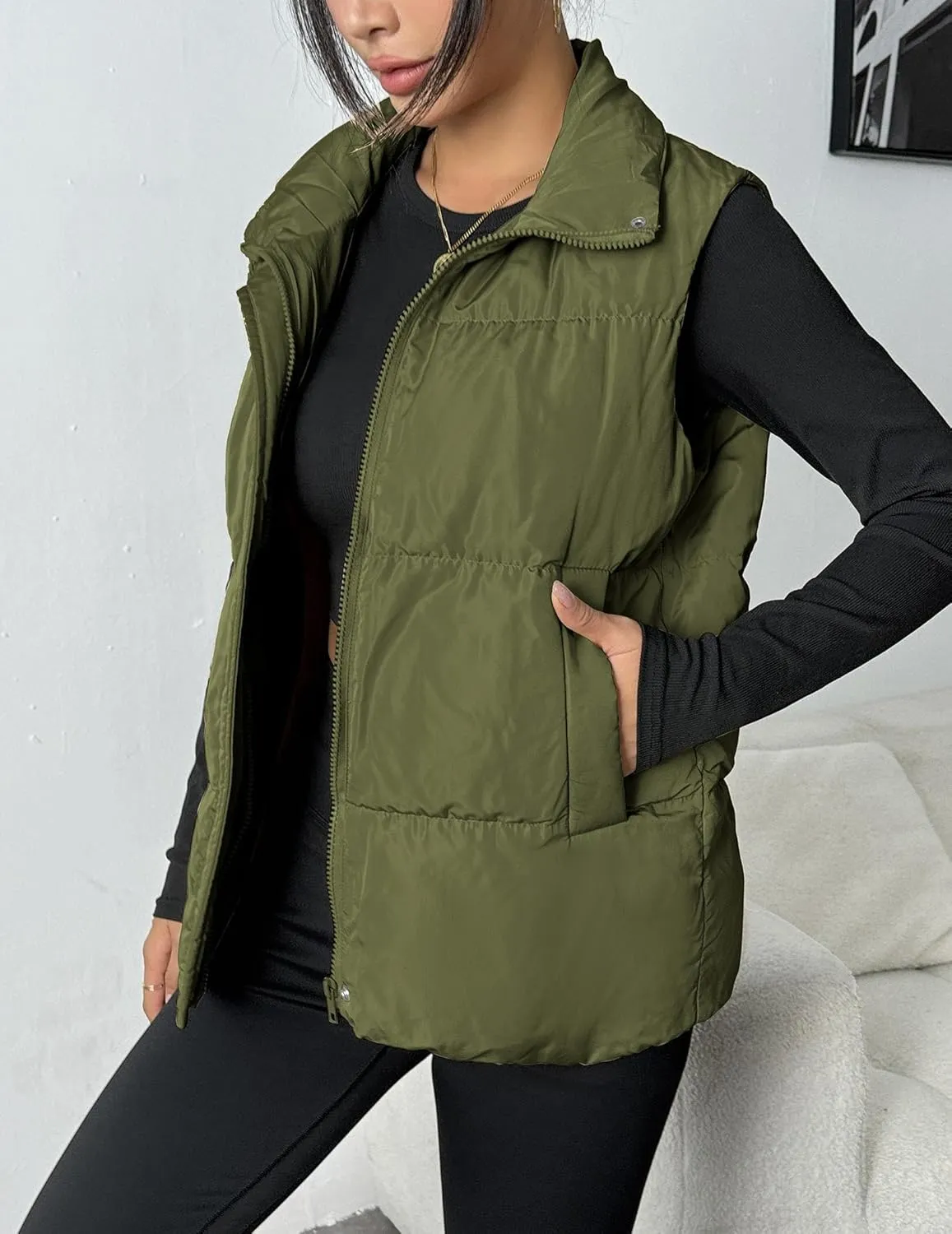 Zeagoo Women Puffer Vest Winter Warm Zip Up Padded Outerwear