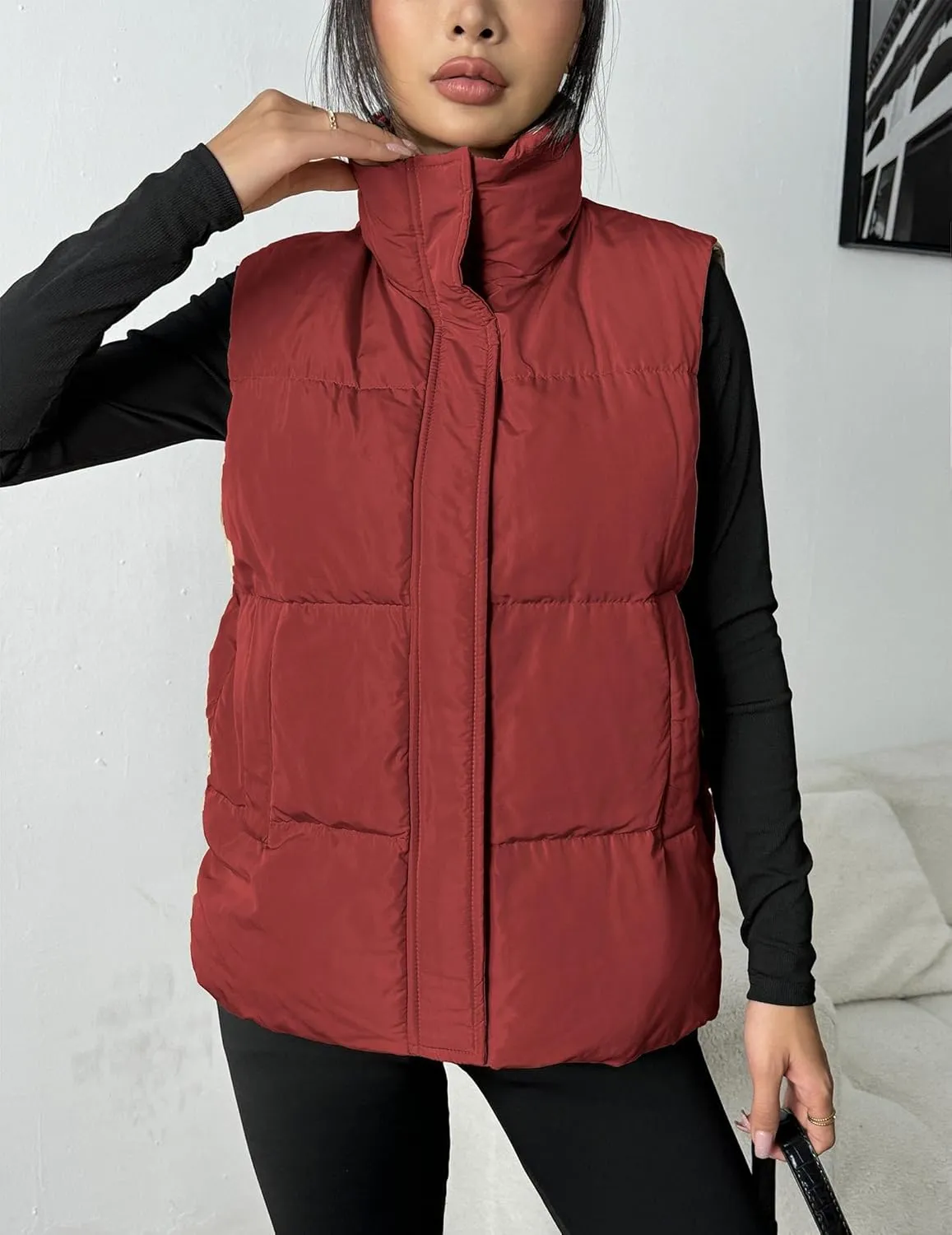 Zeagoo Women Puffer Vest Winter Warm Zip Up Padded Outerwear