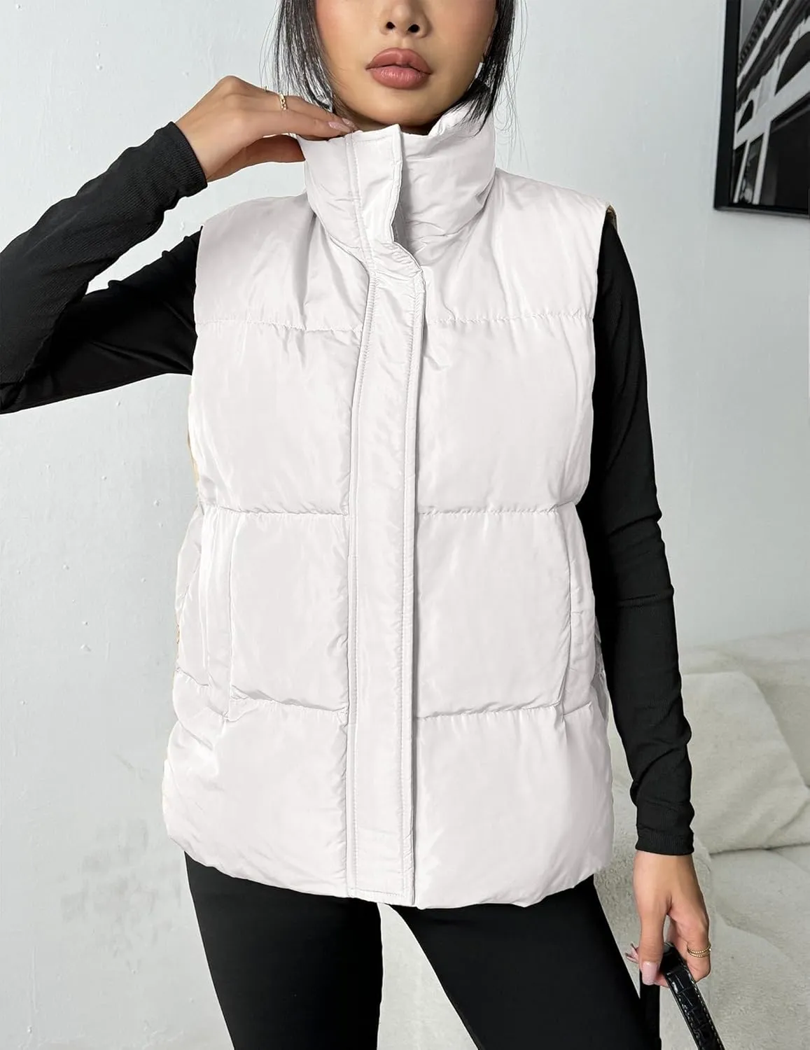 Zeagoo Women Puffer Vest Winter Warm Zip Up Padded Outerwear