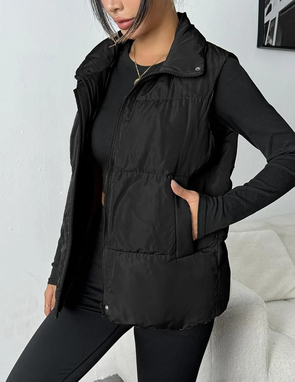 Zeagoo Women Puffer Vest Winter Warm Zip Up Padded Outerwear