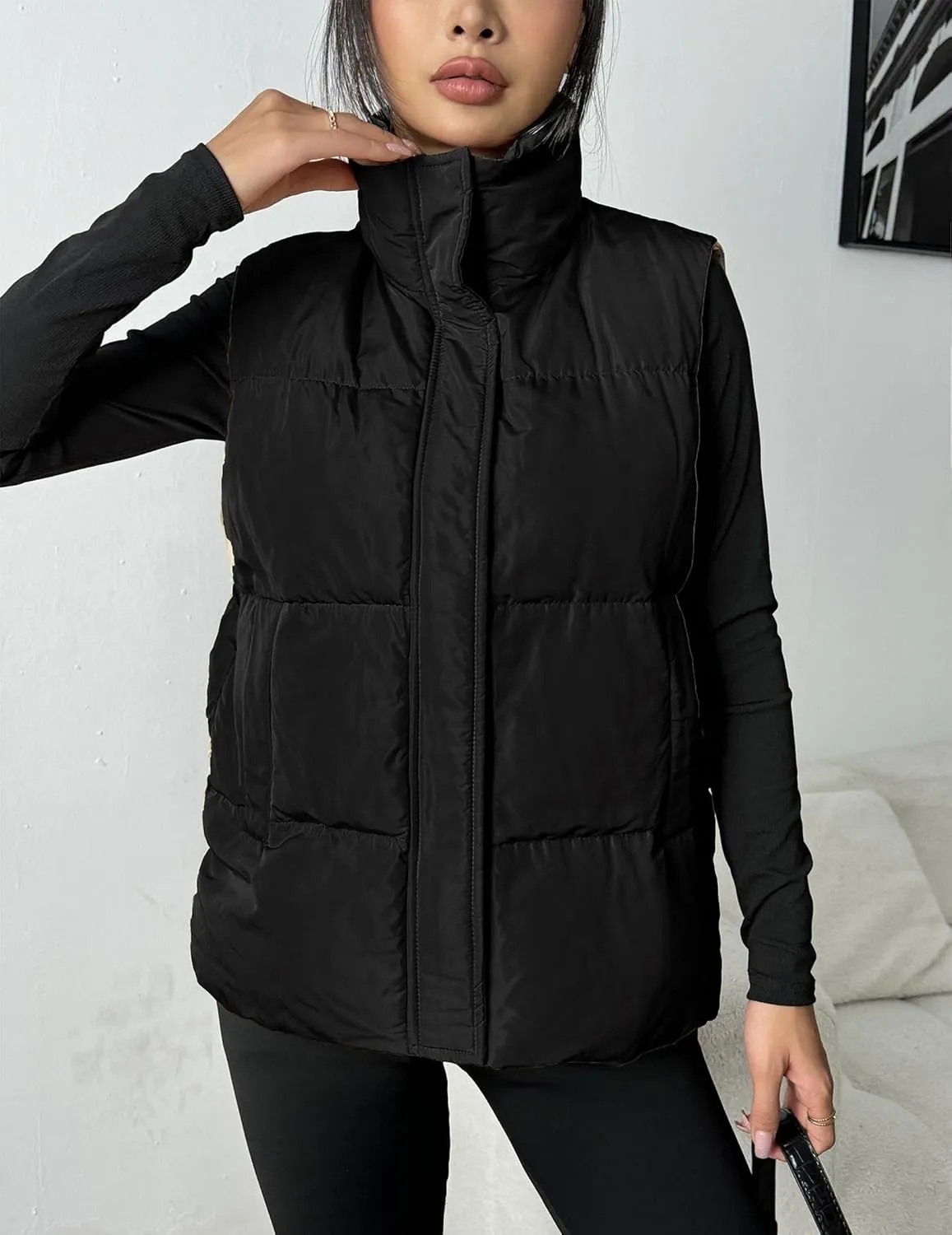 Zeagoo Women Puffer Vest Winter Warm Zip Up Padded Outerwear