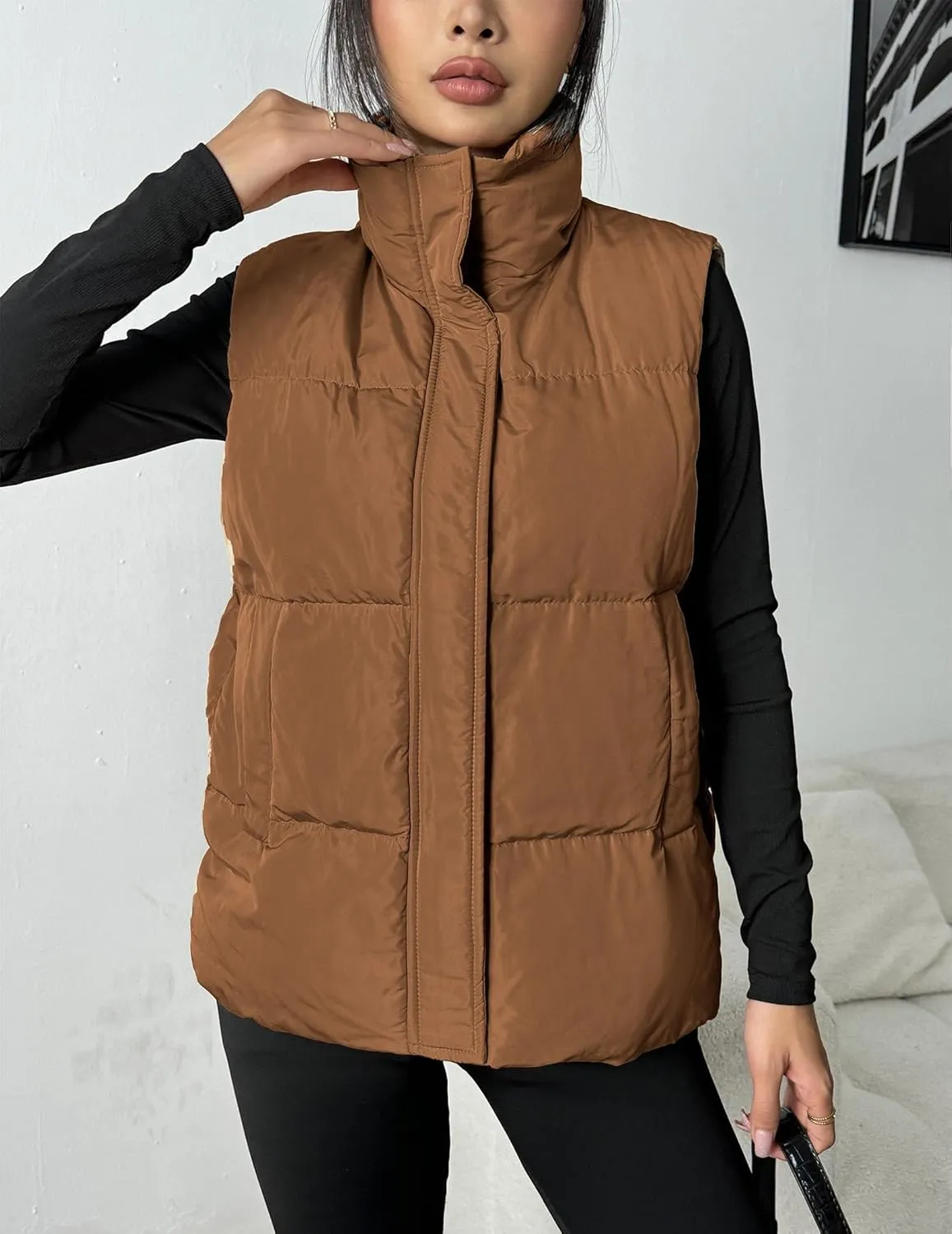 Zeagoo Women Puffer Vest Winter Warm Zip Up Padded Outerwear