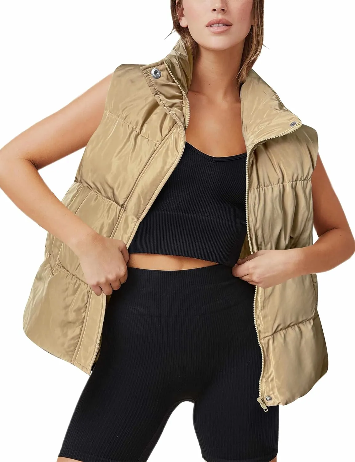 Zeagoo Women Puffer Vest Winter Warm Zip Up Padded Outerwear