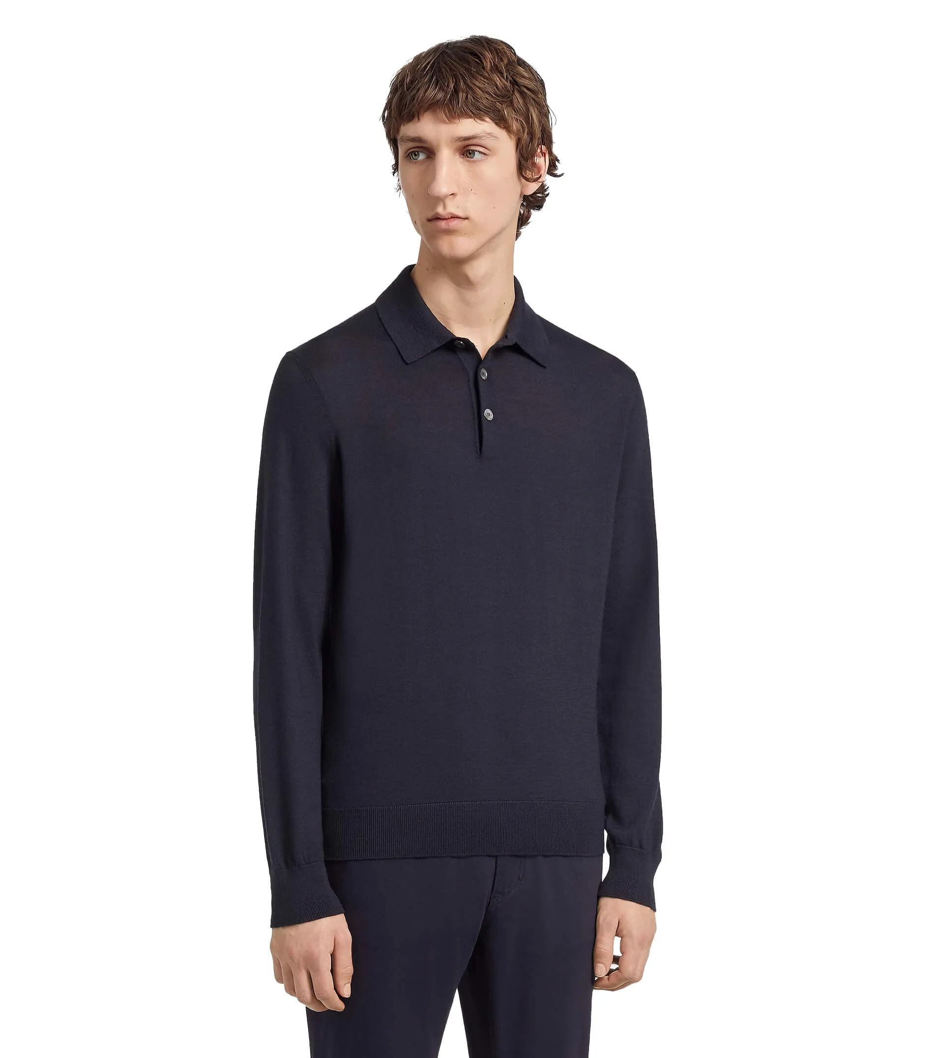 ZEGNA Cashmere Silk Long Sleeve Polo
