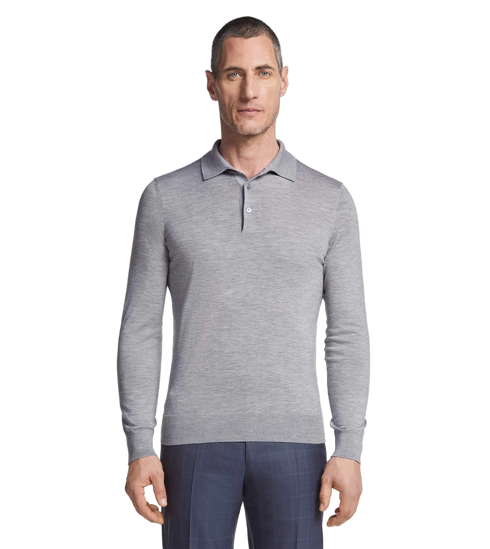 ZEGNA Cashmere Silk Long Sleeve Polo