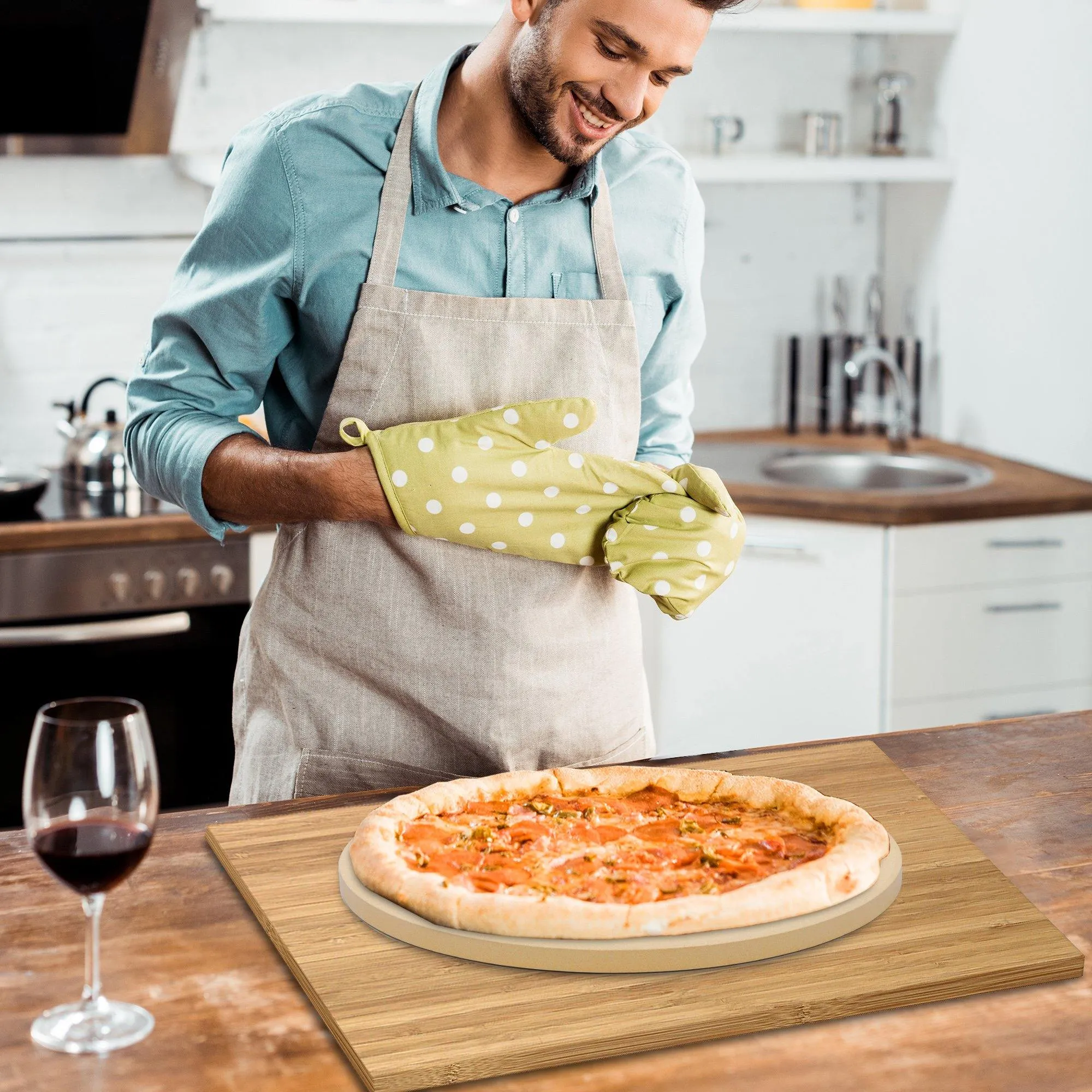 ZENY™ Pizza Stone, 14 Inch Cooking Stone for Oven, Ideal for Baking Crisp Crust Pizza Bread Cookies