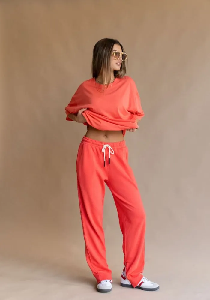 Zip Hem Trackpant Coral