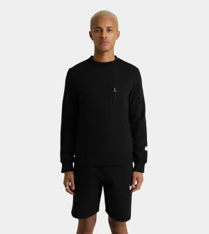 Zip Pocket Crew Sweatshirt | Black AHTA231-01